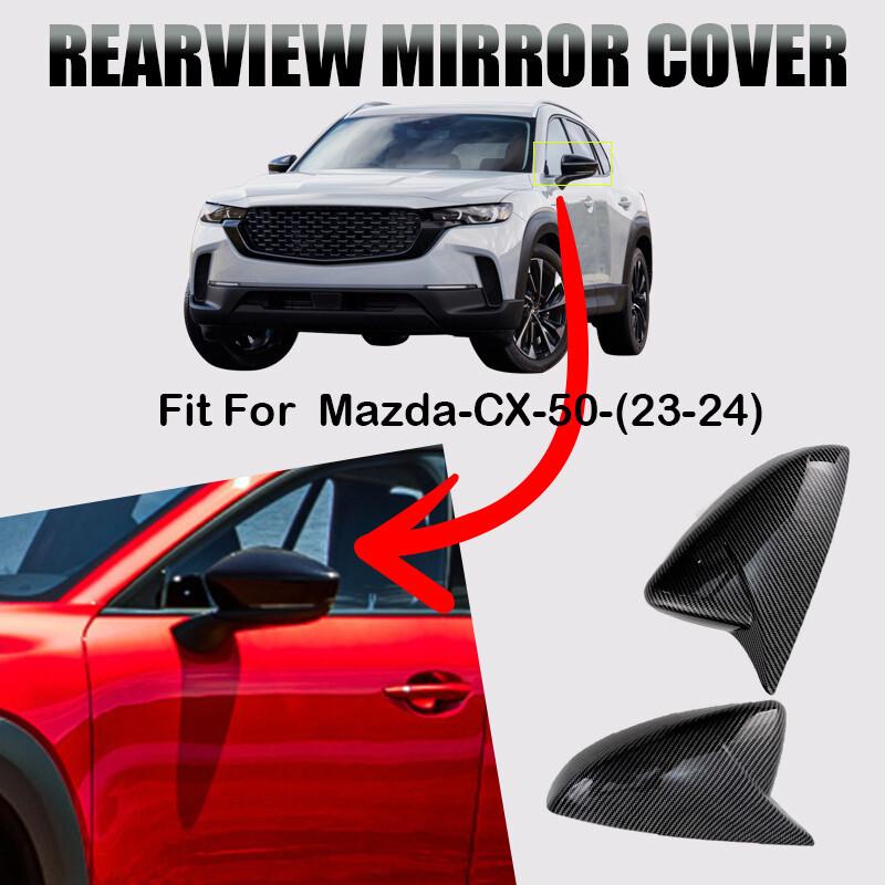 Carbon Black Car Side Rearview Mirror Cover Cap Trim For Mazda CX-50 2023-2025
