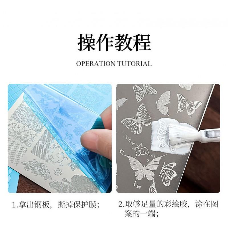 Gothic Letter Nail Art Stencil Plate Sweet Cool Y2K Style Decal Template Tools