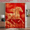 2D Flachdruck 2 Stück Vorhang Partyvorhang Chinesisches Neujahr Goldenes Pferd Digital Bedruckte Polyester Vorhänge Feiertagsdekorationen