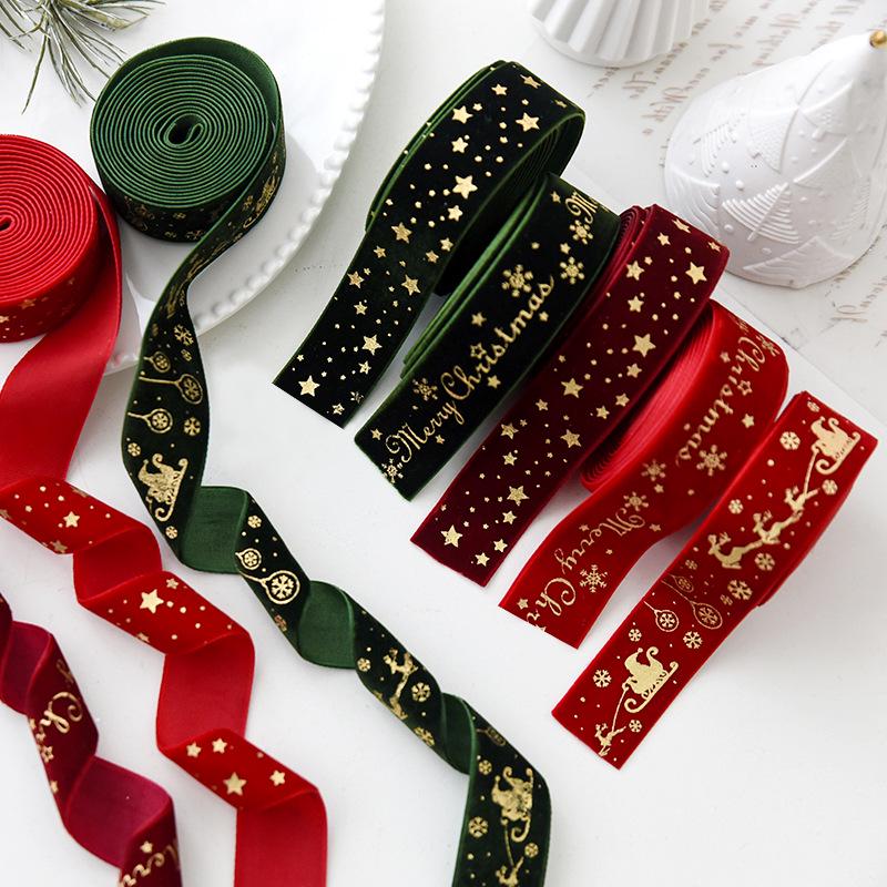 Velvet Snowflake & Elk Bow for DIY Gift Box or Christmas Tree Decoration