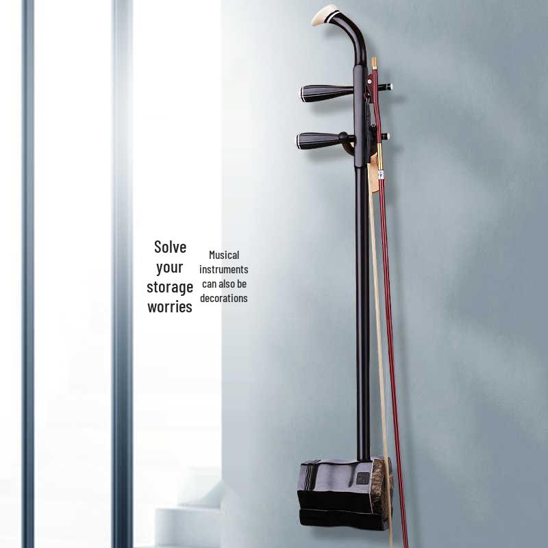 Solid Wood Erhu Wall Mount Display Stand for Music Store or Home Use