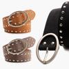 Faux Streetwear Women Leather Rivets Belt With Alloy Metal Buckle For Use Daily