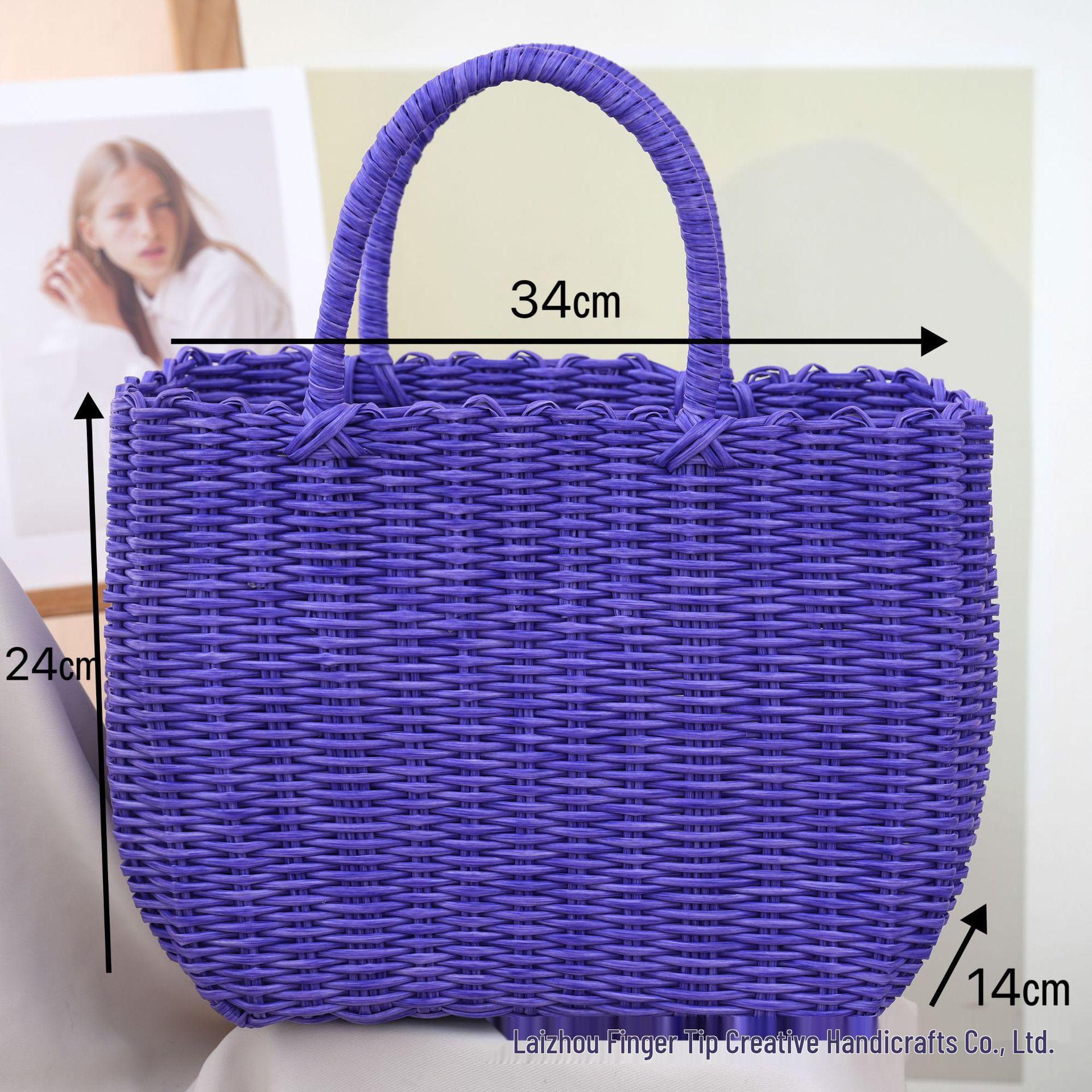 

Pastoral Style Influencer Ladies Handbag: Imitation Rattan Woven Picnic & Shopping Basket Bag