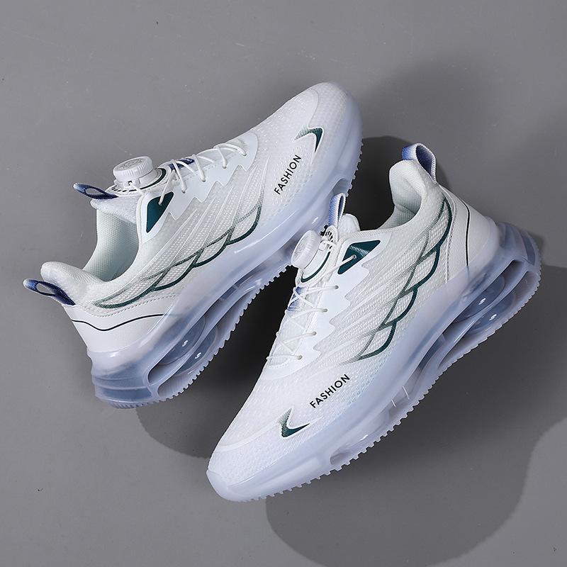 Rotating Button Men's Shoes 2025 Summer New Large Size Fly-woven Sports Shoes Platform Heightening Fashion Casual Shoes