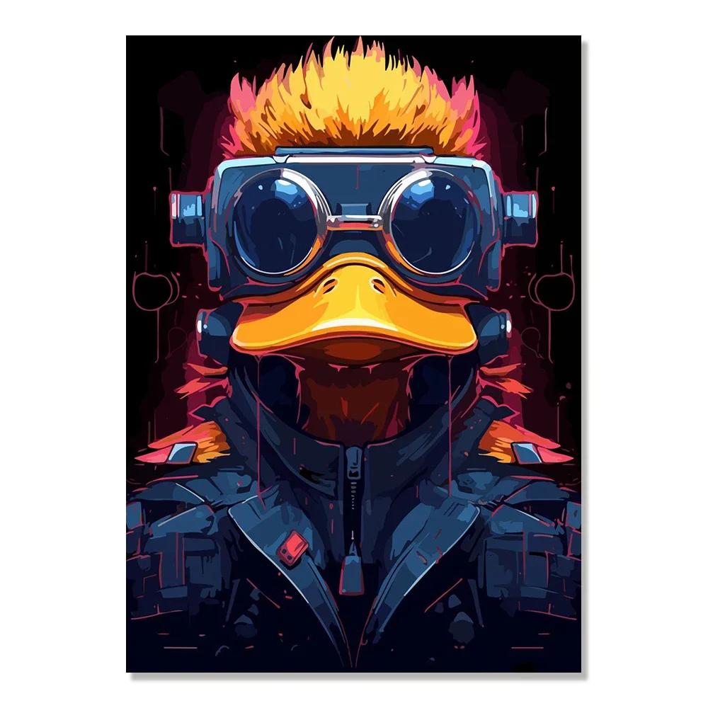 Cyberpunk Style Future Fantasy Lion Monkey Agent Animal Poster Wall Art Canvas Painting for Living Room Home Decoration