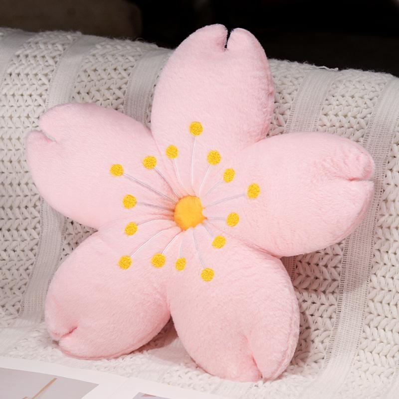 Oreiller en Peluche Fleur de Cerisier Rose Fleur Plante Remplie Coussin de Siège Canapé Chaise Décoration Intérieure Peluche Cadeau Petite Amie 45x45cm