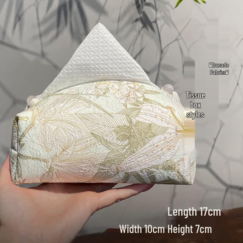 Floating Light Golden Bamboo Brocade Tissue Box
