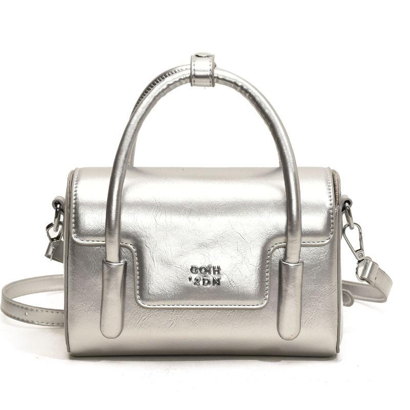 Niche Retro Portable Small Square Bag, Simple Oil Wax Leather, High-end Sense, Solid Color Single Shoulder Messenger Women's Bag