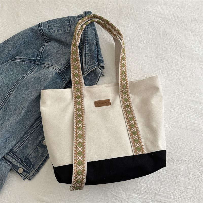 

Trendy Stylish Canvas Tote Bag For College Students Spacious Shoulder Bag In Black Blue Green Yellow