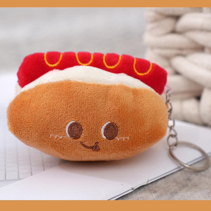 Burger Cute Hot Dog Chicken Leg Plush Pendant Small Doll Backpack Pendant Keychain For Kids Adults Children's Birthday Gift Holiday Present