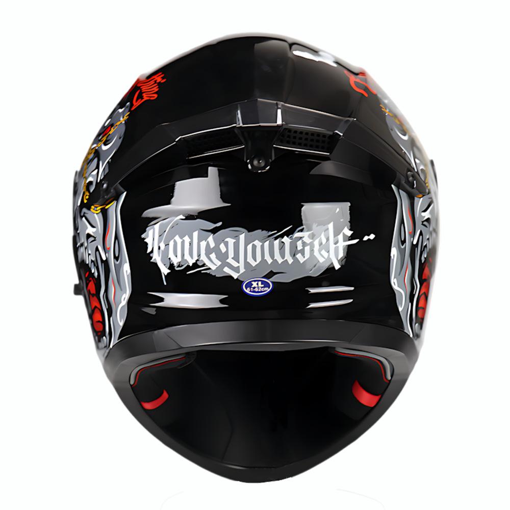 Motorcycle Helmet Black Skull Men's Helmet Motorcycle Full Helmet Men's and Women's All-season Universal Double Lens Riding