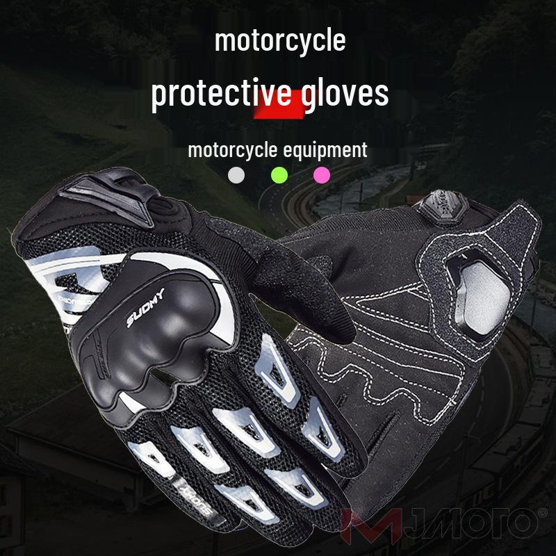 Herren Ganzjahres Dünne Atmungsaktive Vollfinger Motorradhandschuhe für Fahren und Rennen