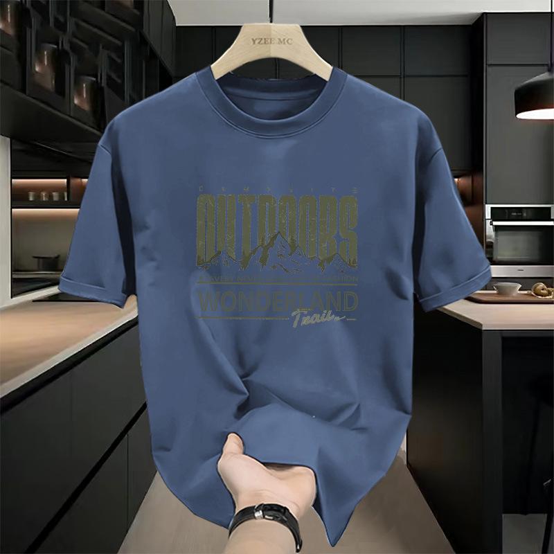 100% Pure Cotton 2025 Summer New Japanese Short Sleeved T-shirt for Men, Retro and Trendy Printed Round Neck Half Sleeved Student
