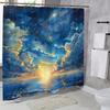 Sunset Scenery Shower Curtain - Starlight & Clouds Intertwined, Natural Landscape, Polyester Bathroom Decor, 12 Hooks