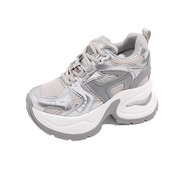 Hong Kong HK little dad shoes women 2025 autumn new muffin thick sole inner height increase 8CM casual sports shoes