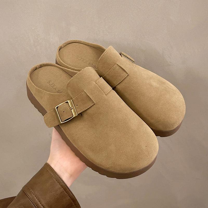 

Versatile retro German training shoes women s spring and summer 2025 new retro thick-soled versatile bag head half slippers women 40 хакі