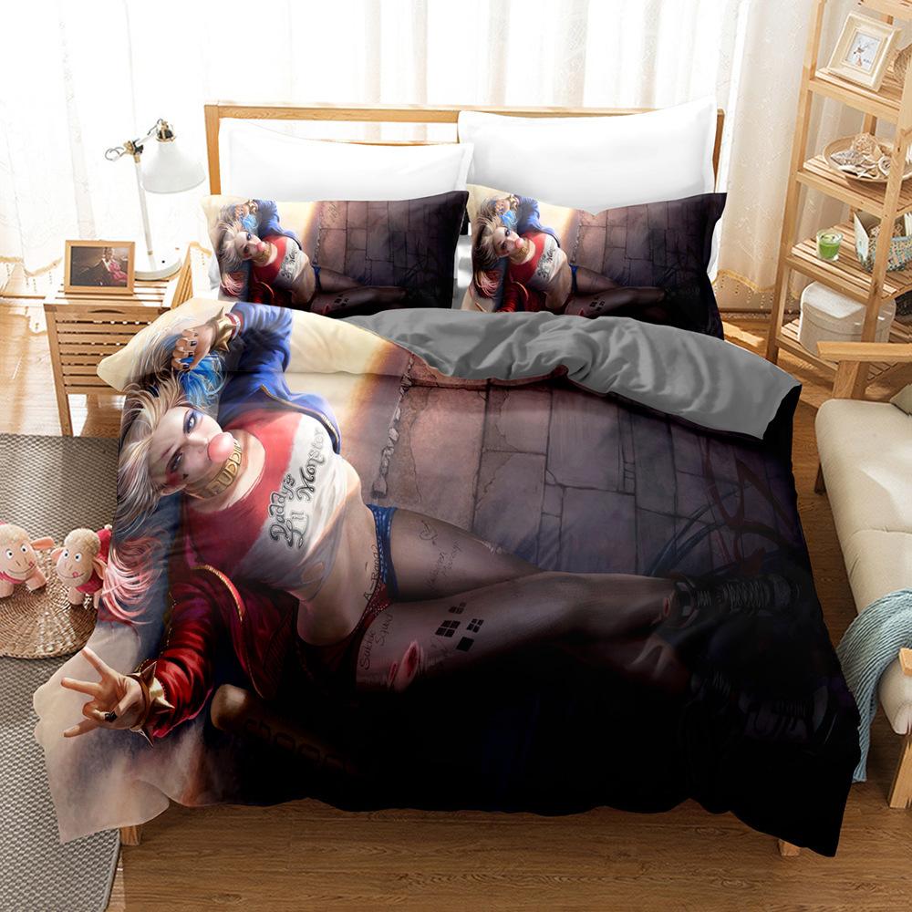 Animated film H-Harley Quinn Bedding SetJoker Duvet Cover Pillowcase 2/3pcs Adult Boy Girl Bedroom Decoration Single/Double
