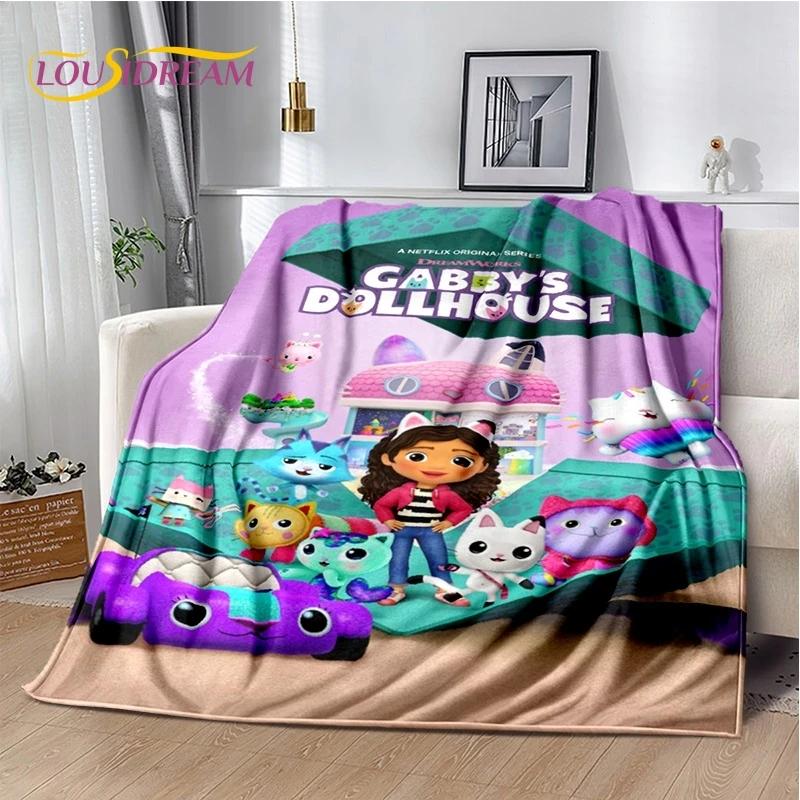 Cartoon Cute Gabbys Dollhouse Girl Soft Flannel Blanket for Bed Bedroom Sofa Picnic,Throw Blanket Children Outdoors Leisure Gift