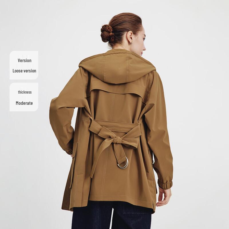 Navigare Women's Mid-Length Hooded Outdoor Windbreaker Jacket
