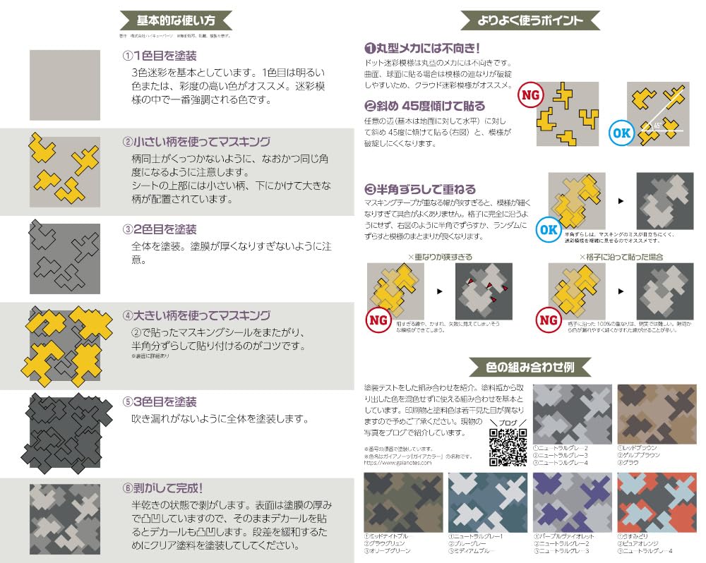 HiQ Parts Dot Camouflage Masking Stickers L for Plastic Models (3 Sheets) DCMS2-L