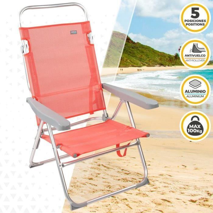 Chaise Pliante - Aktive - Flamingo - Corail - 48 X 99 X 57 Cm - 4 Unités