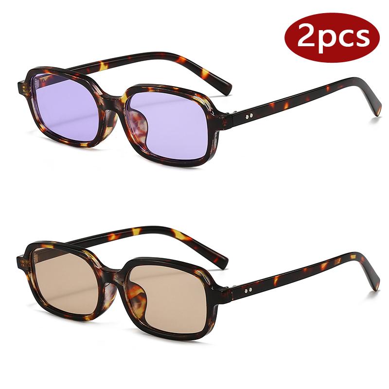 1pcs Women Small Frame Rectangle Sun Glasses Vintage Colorful Mirrored UV400 Retro Sunglasses for Travel
