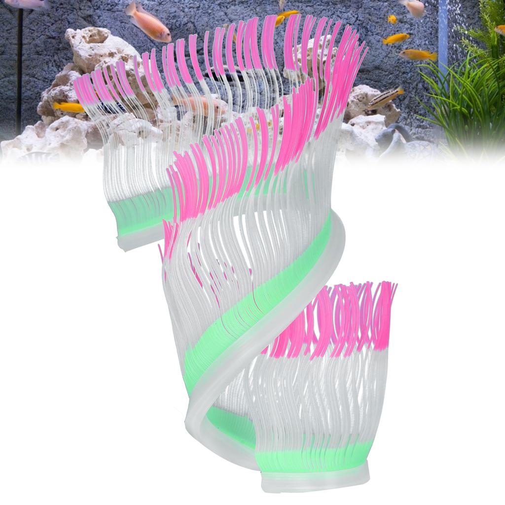 Aquarium Decorations Sea Anemone Fish Tank Silicone Artificial Glowing Plant Ornaments SPink
