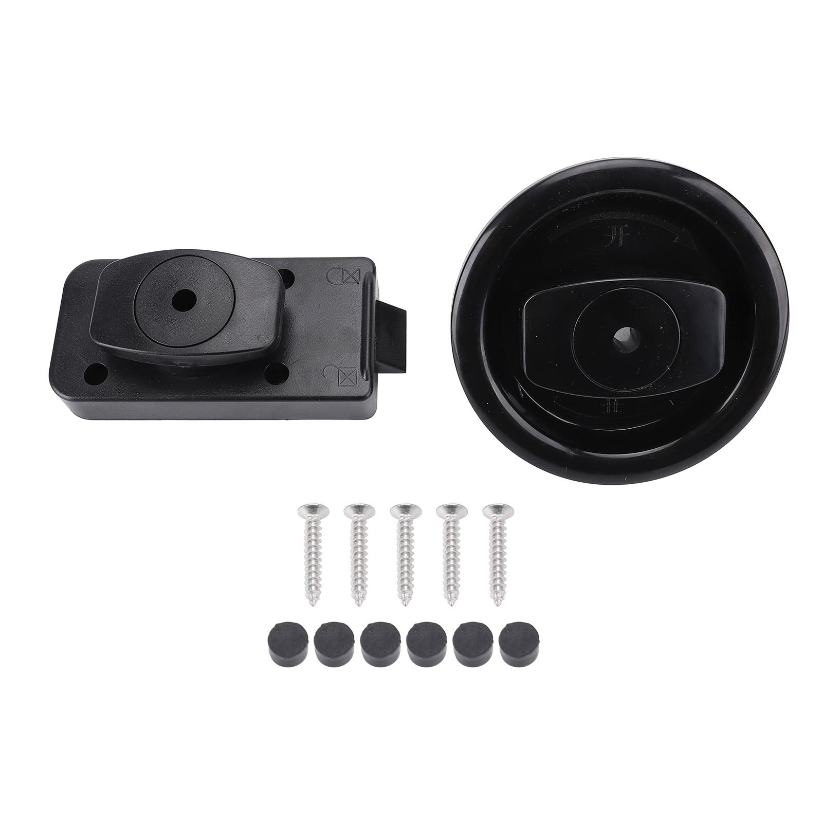 

RV Toilet Door Lock Circular Hard ABS Plastic Rotating Bathroom Door Latch for Motorhome Camping Car Trailer Yachts Boats чорний