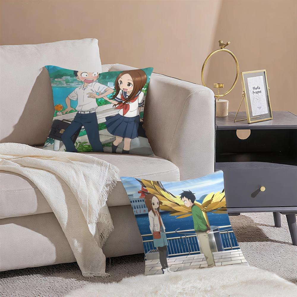 Anime Cartoon T-Teasing Master Takagi-San Cushion Cover Throw Pillow Cover Hidden Button Durable Polyester Chair Cushion