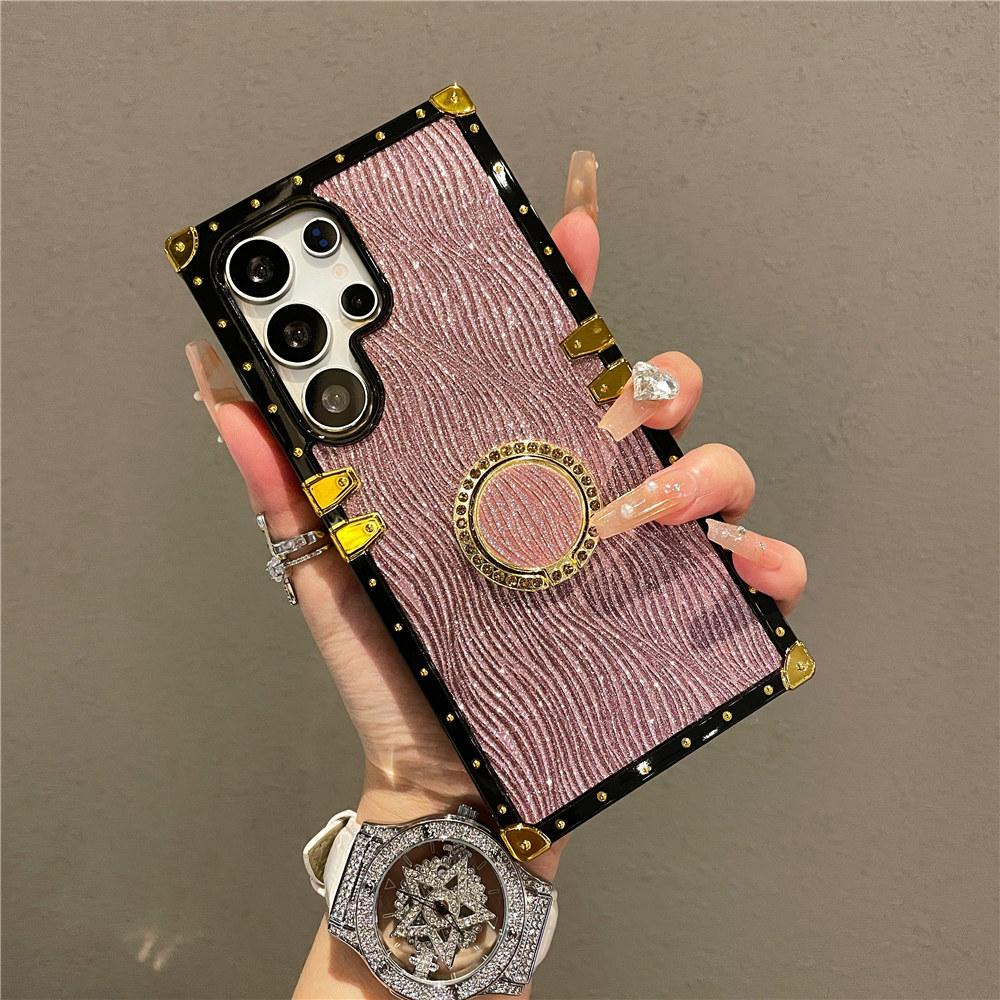 Luxury Ring Stand Case For Samsung Galaxy S25 Edge S24 S23 Ultra S24FE S25Plus Bracket Bling Cover Fundas