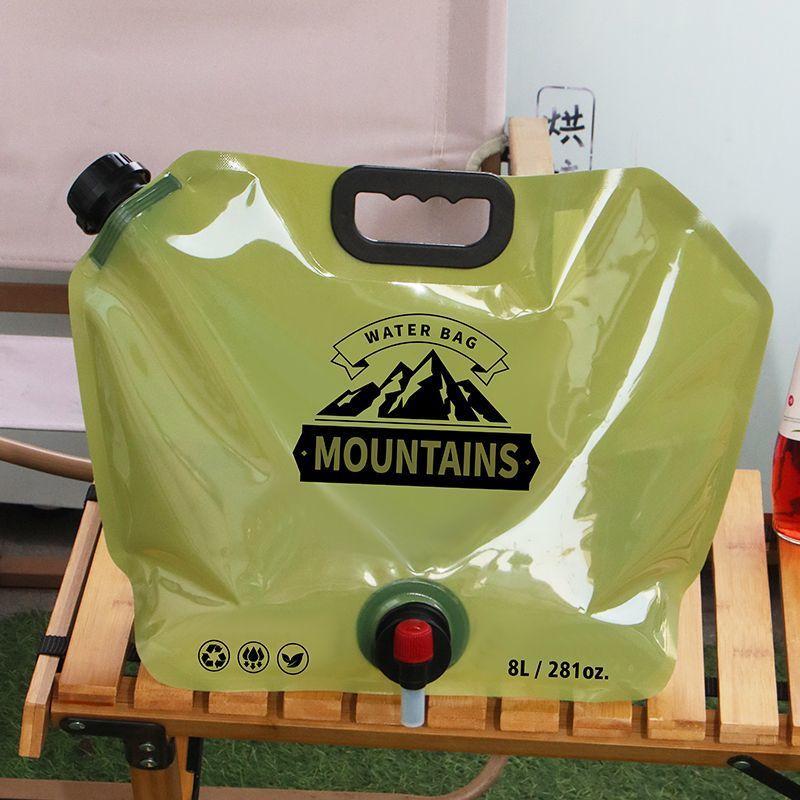 Outdoor Portable Water Storage Bag 8L With Faucet Valve Travel Camping Food Grade Large Capacity Foldable Plastic Water Bag