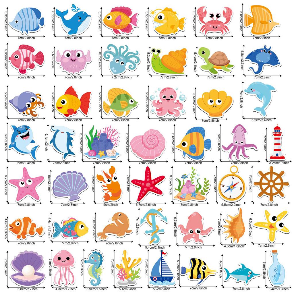 48/43Pcs Cute Fridge Magnets Color Rubber Soft Magnetic Sticker Fun Animal and Food Refrigerator Sticker Decor for Kid Learning
