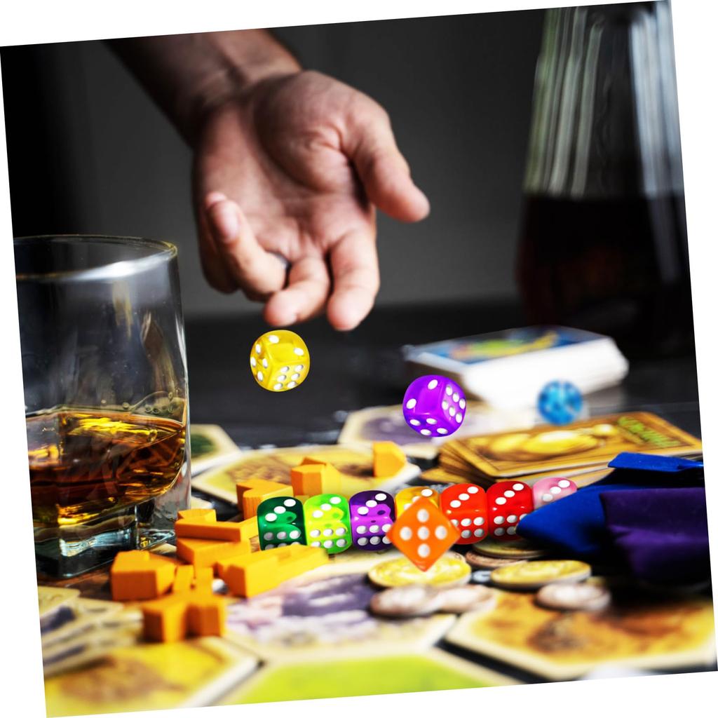 EXCEART 100 Colorful Mini Acrylic Dice for Play, Games, and Classrooms, Small Design with Storage Box