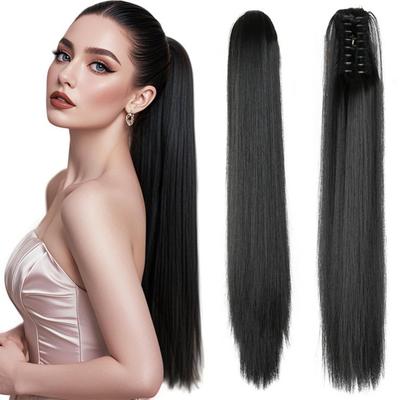 Synthetic Long Straight Claw Clip Ponytail Extension Natural Ponytail Mutiple Color To Choose For Women Daily Wear
