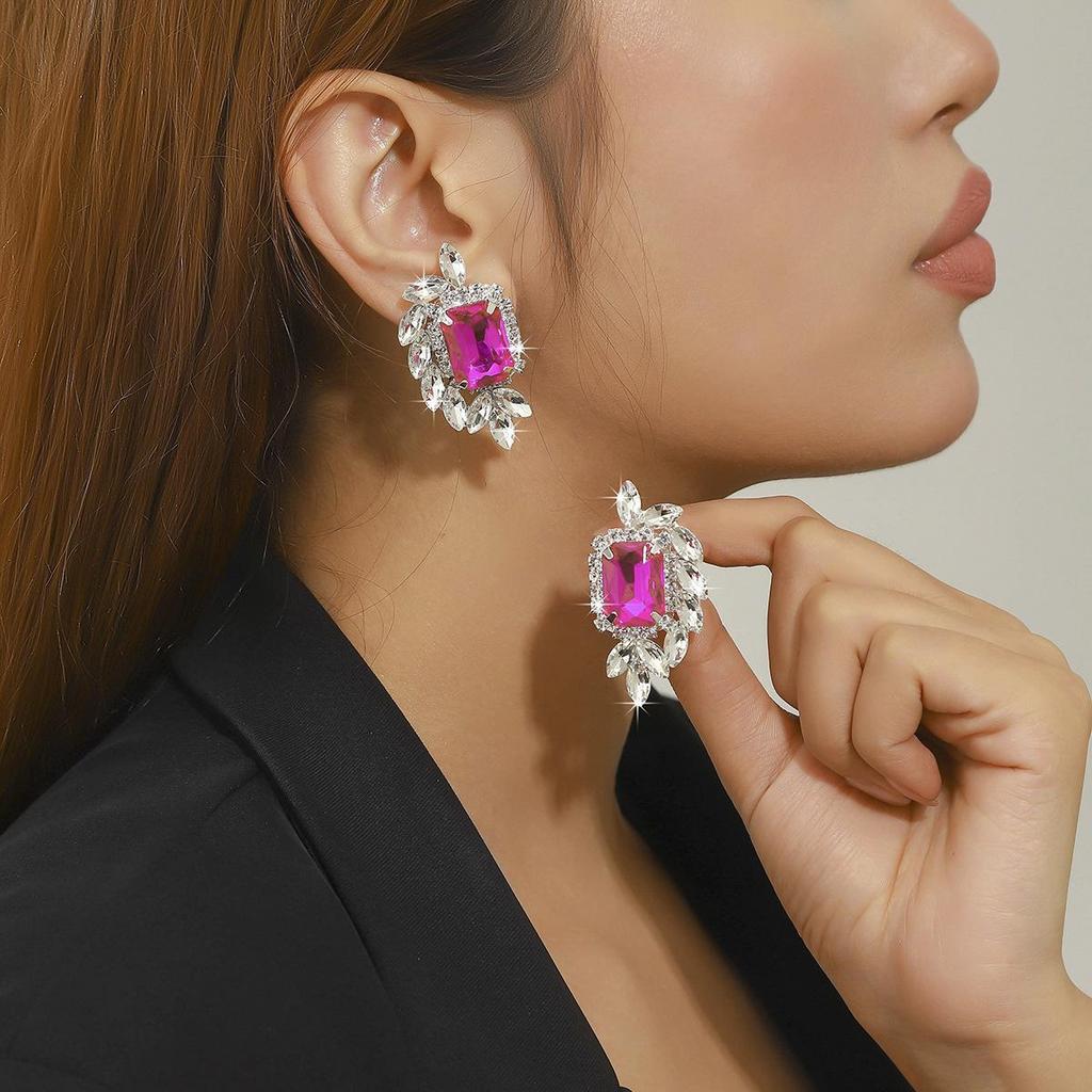 Luxury Rhinestone Tassel Clip-On Earrings for Women - Bridal Accessories
