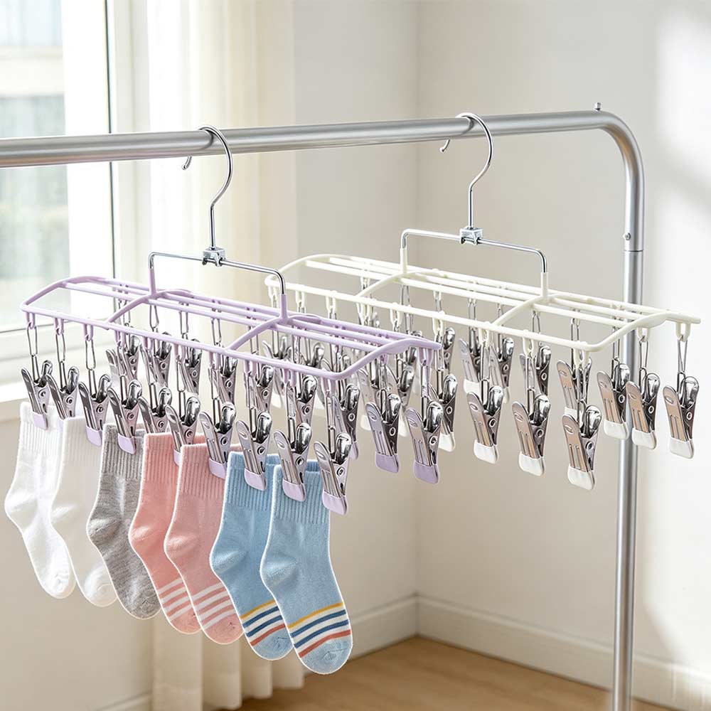 Non-slip Multi-Clip Drying Rack Windproof Unmarked Underwear Drying Rack Laundry Airer  Outdoor
