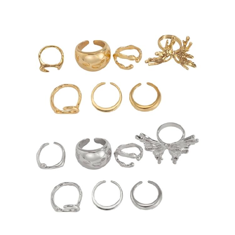 7pcs Fashionable Liquid Lavas Butterfly Rings Set Versatile Elegant Styles Jewelry Decoration for Various Occasions