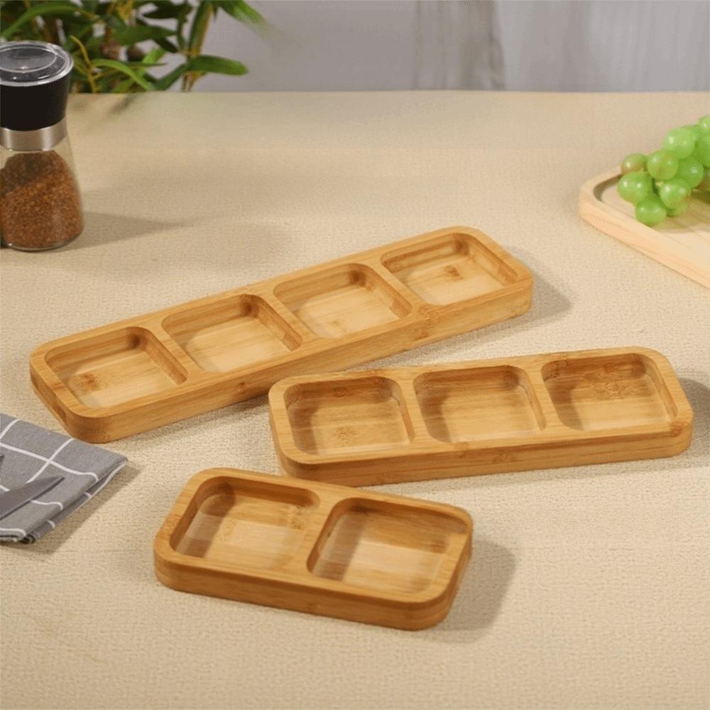 Natural Bamboo Bamboo Food Platter Divided Divided Fruit Dishes  Dining Area