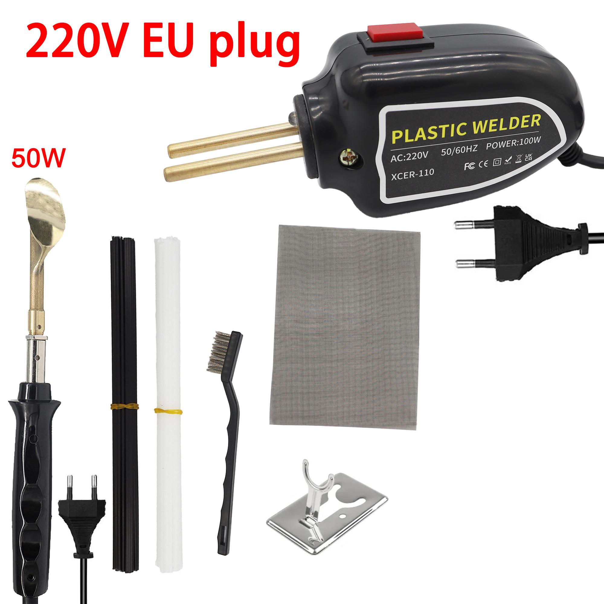

100W 220V EU Plastic Welder Kit, Auto Bumper Crack Hole Repair Tool with Welding Staples, Compact Design 220V чёрный