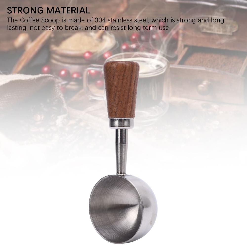 304 Stainless Steel Bean Tea Scoop Short Wooden Handle Stainless Steel Scoop For Ground Coffee