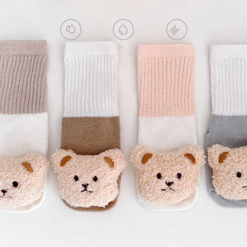 Bear Doll Baby Long Socks Anti Slip Infant Loose Mouth Stockings Winter Warm Children Floor Socks Cartoon Newborn Plush Footwear