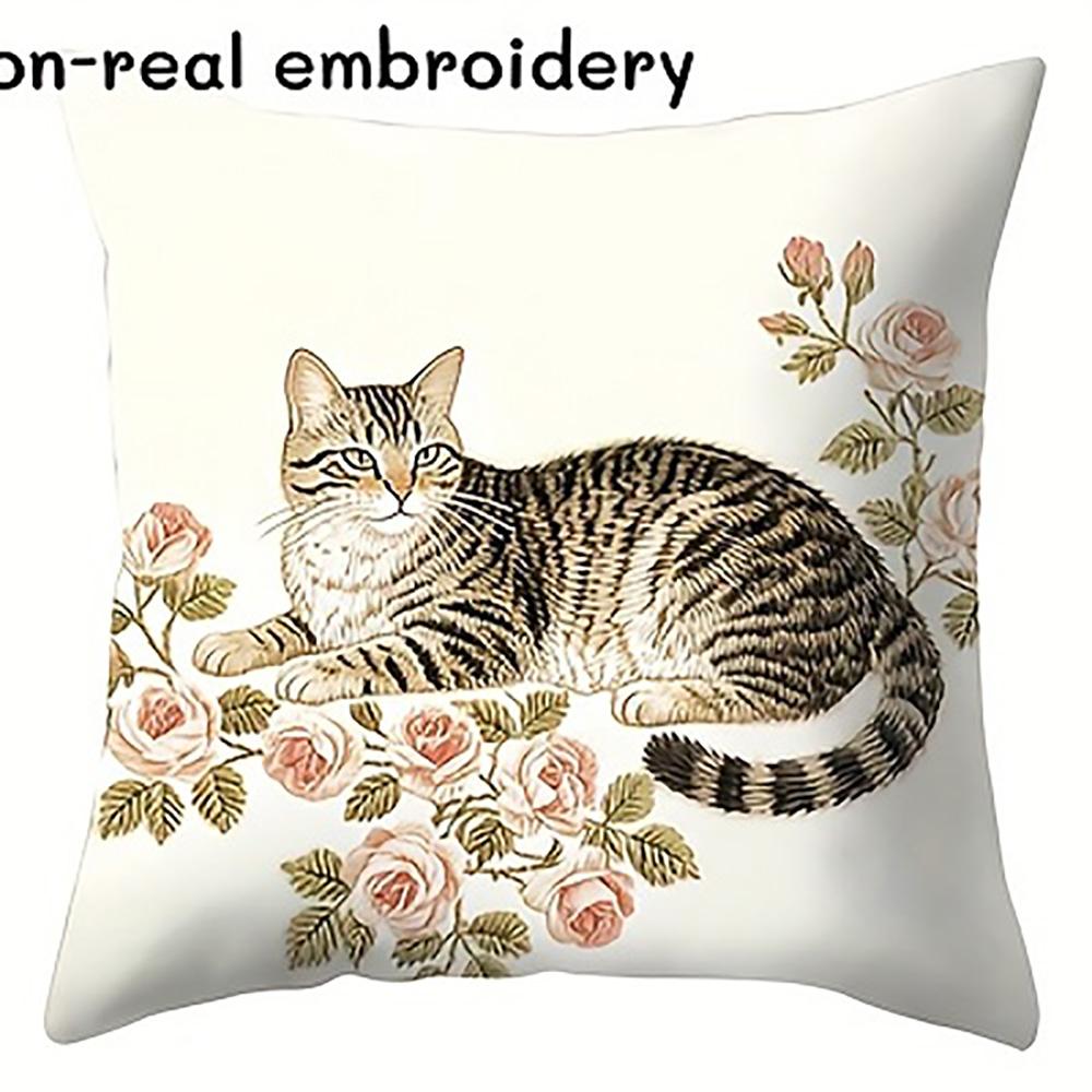 Cute CatPrinted Doublesided Printed pillow cover Short plush Suitable living rooms bedrooms sofas throw cushion cover