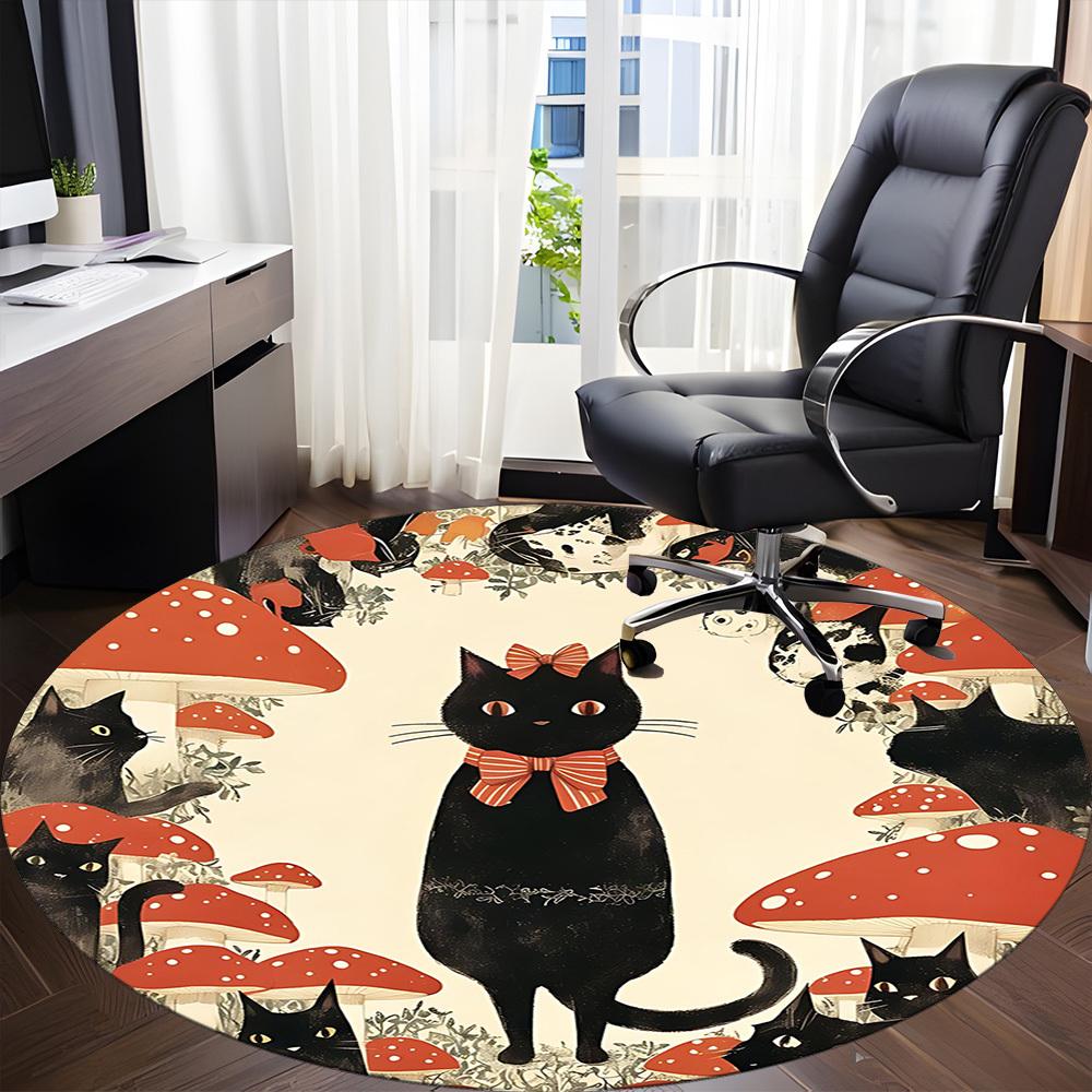 1PC Mystical Cats Office Round Area Rug, Indoor Mat Suitable For Office, Under Office Chairs Bedroom Living Room Home Decor, Room DecoT1223088