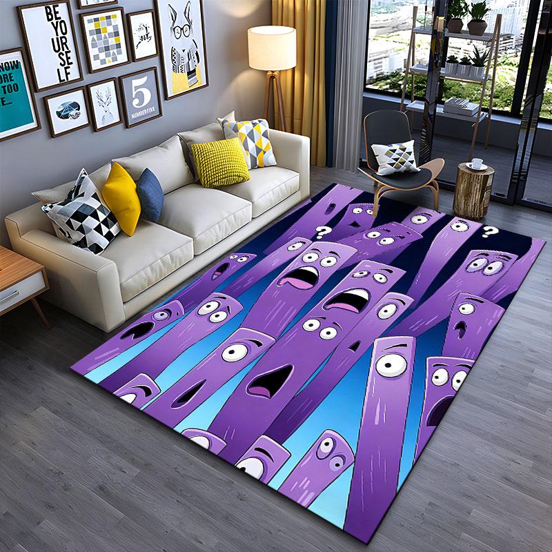 "Purple Cartoon Faces Carpet" suitable as a non-slip mat for the living room or bedroom sofa