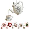 Yousheng Christmas Teapot Ornament Holly Vintage Tea Cups And Pot Set Xmas Tree Hanging Ornaments 2D Acrylic Teapot Decor with Pouring Tea Effect