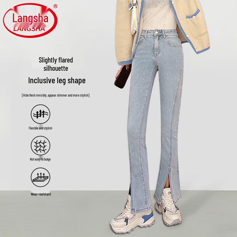 

Women s High-Waist Slit Flare Jeans M