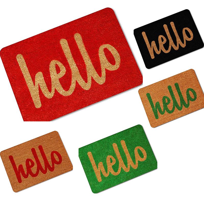 Hello Greeting Doormat Colorful Carpet Flannel Soft Nonslip