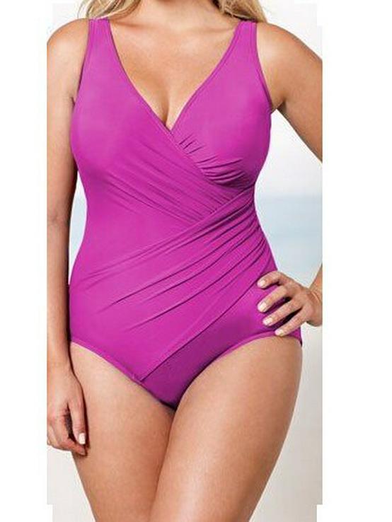 Plus Size Solid Color One-Piece Swimsuit for Women