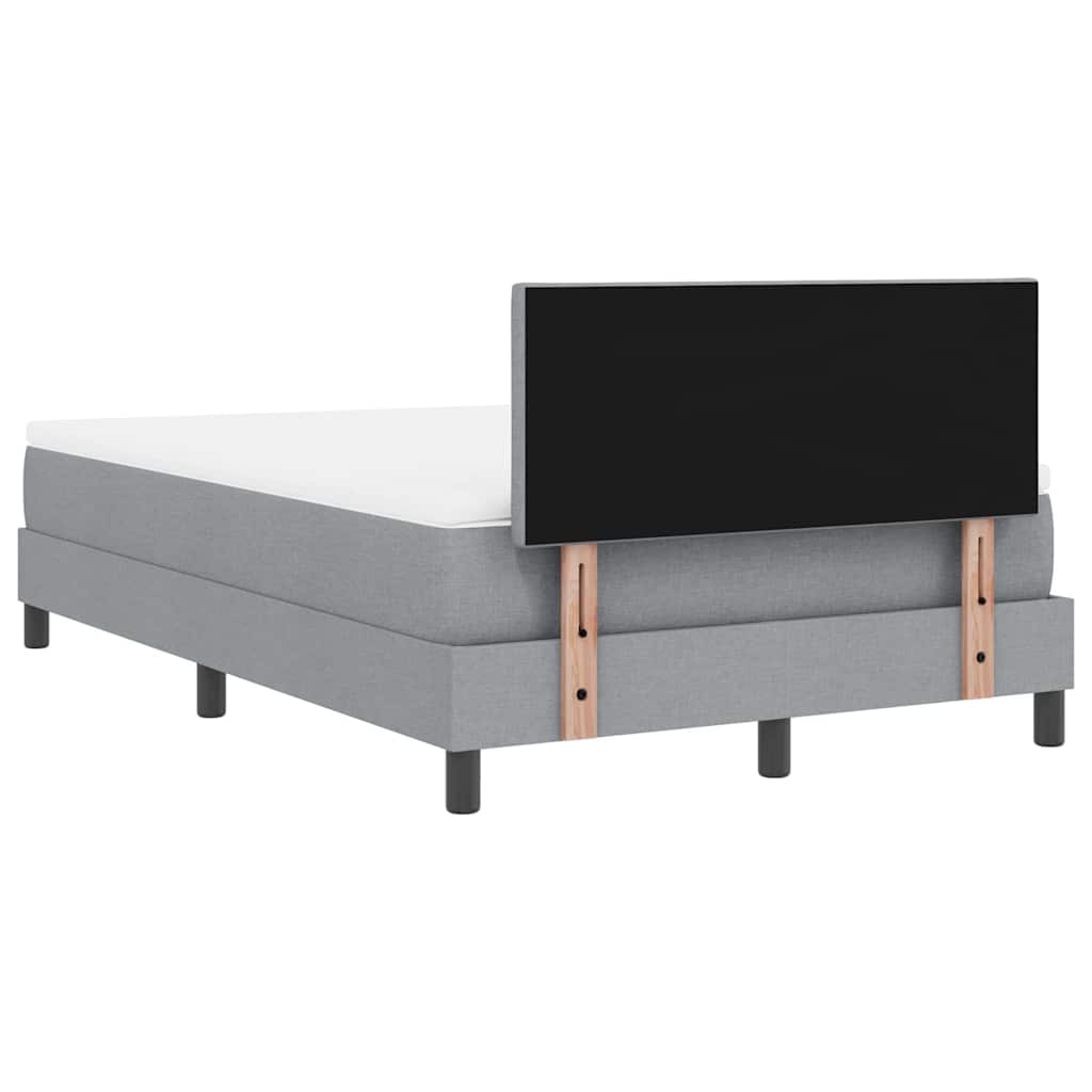 Boxspring Bed with LED Light Strips Light Gray 120 X 200 Cm Fabric