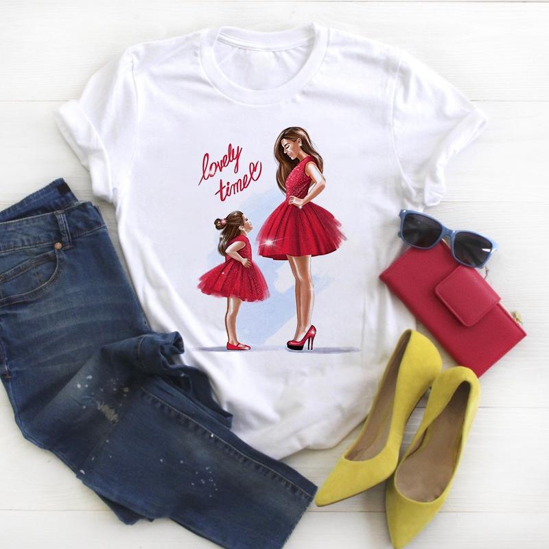 New Arrival Funny Round Neck Tshirt Women Simple T-Shirt Cartoons Short-Sleeve New Tee Basic T Shirt Ladies Top Female Summer